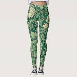 Salie Groen  bloemmotief Leggings