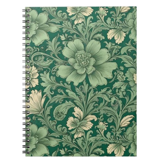 Salie Groen  bloemmotief Notitieboek (Voorkant)