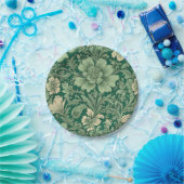 Salie Groen  bloemmotief Papieren Bordje (Feest)