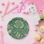 Salie Groen  bloemmotief Papieren Bordje (Feest)
