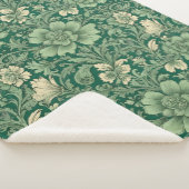 Salie Groen  bloemmotief Sherpa Deken (3/4)