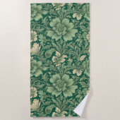 Salie Groen  bloemmotief Strandlaken (Voorkant)