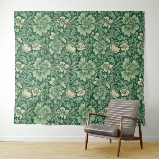 Salie Groen  bloemmotief Wandkleed (In Situ (horizontaal))