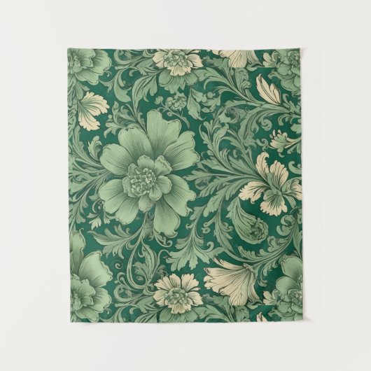 Salie Groen bloemmotief Wandkleed (Voorkant)