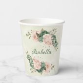 salie groen blush bloemig papieren bekers (Achterkant)