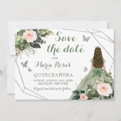 Salie Groen Blush Roze Bloem Quinceañera Kaart (Voorkant)