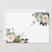 Salie Groen Blush Roze Bloem Quinceañera Kaart (Achterkant)