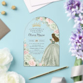 Salie Groen Blush Roze Bloemen Prinses Quinceañera Acryl Uitnodigingen (Insitu (Huwelijk))