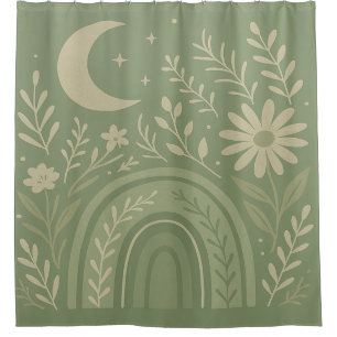 Salie Groen Boho Douchegordijn