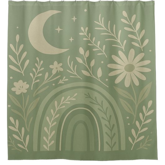 Salie Groen Boho Douchegordijn (Voorkant)