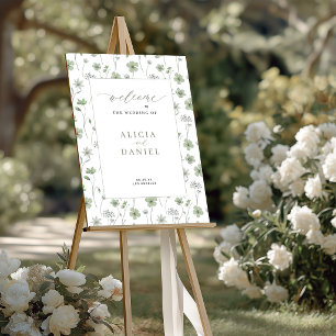 Salie groen boho wilde bloem bruiloft welkom bord poster