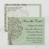 Salie Groen, Bruin Gestileerde Eco Boom Sla de Dat Aankondigingskaart (Voorkant / Achterkant)