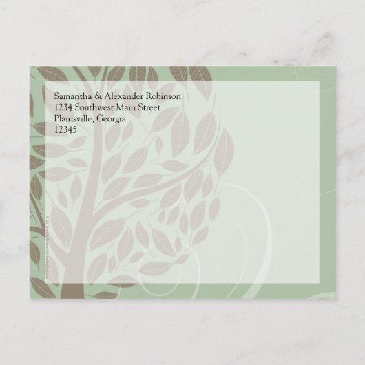 Salie Groen, Bruin Gestileerde Eco Boom Sla de Dat Aankondigingskaart (Achterkant)