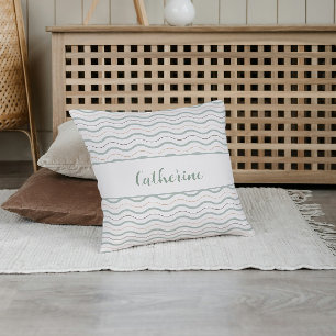 Salie Groen & Bruin Nautilsche Golven Decor Kussen