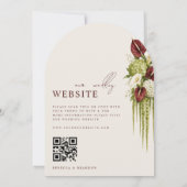 Salie Groen & Burgundy Bloemencode QR Code Boog Br Kaart (Achterkant)