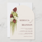 Salie Groen & Burgundy Bloemencode QR Code Boog Br Kaart (Voorkant)