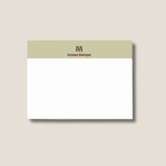 Salie Groen Chic Gepersonaliseerde Naamletter Mono Post-it® Notes