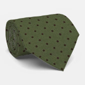 Salie Groen & Chocolade Klassieke Stip Stropdas (Opgerold)