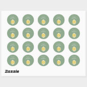 Salie Groen & Citroen Script Koken Aangepaste Naam Ronde Sticker (Vel)