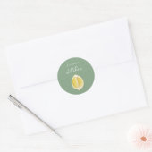 Salie Groen & Citroen Script Koken Aangepaste Naam Ronde Sticker (Envelop)