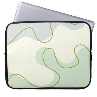 Salie Groen & Crème Abstract Boho Vloeibare Wervel Laptop Sleeve