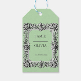 salie groen Custom Victoriaans Scroll Lijst – brui Cadeaulabel