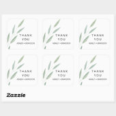 Salie groen dank u Stickers, bruiloft gunst Vierkante Sticker (Vel)