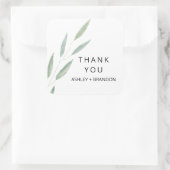 Salie groen dank u Stickers, bruiloft gunst Vierkante Sticker (Tas)
