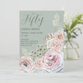Salie groen Delicate waterverf bleke roze bloemetj Kaart (Staand voorkant)
