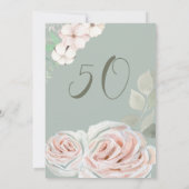 Salie groen Delicate waterverf bleke roze bloemetj Kaart (Achterkant)