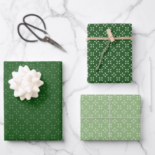 Salie Groen, Donkergroene bloemen Bladeren patroon Inpakpapier Vel