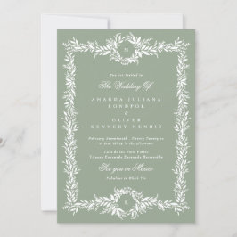 salie groen dubbel monogram botanische frame trouw kaart