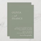 salie groen eenvoudige bruiloft uitnodiging (Voorkant / Achterkant)