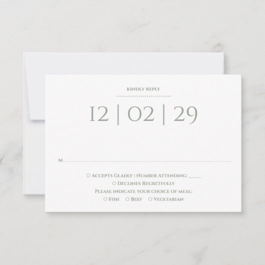 Salie Groen Eenvoudige Speciale Datum Trouwen RSVP Kaartje (Voorkant)