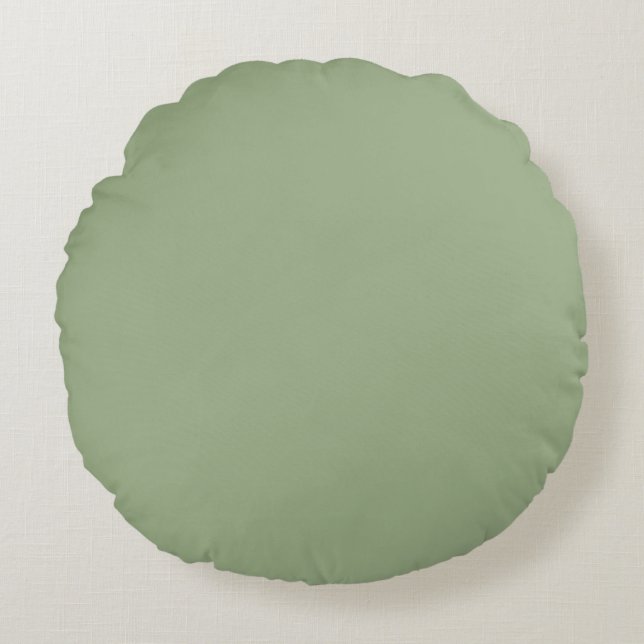 Salie Groen Effen Kleur Rond Kussen (Voorkant)