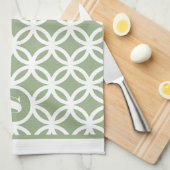 Salie groen eigentijds patroon monogram  theedoek (Quarter Fold)