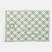 Salie groen eigentijds patroon monogram  theedoek (Horizontaal)