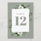 Salie Groen Elegant Land Bloemen Tafel Nummer Kaart (Achterkant)