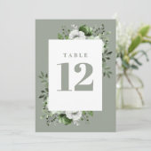 Salie Groen Elegant Land Bloemen Tafel Nummer Kaart (Staand voorkant)