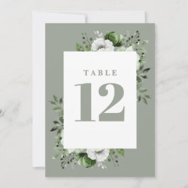 Salie Groen Elegant Land Bloemen Tafel Nummer Kaart