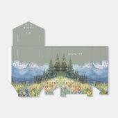 Salie Groen Elegante Waterverf Berg Bruiloft Bedankdoosjes (Uitgevouwen)