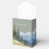 Salie Groen Elegante Waterverf Berg Bruiloft Bedankdoosjes (Geopend)