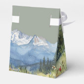 Salie Groen Elegante Waterverf Berg Bruiloft Bedankdoosjes (Achterkant)