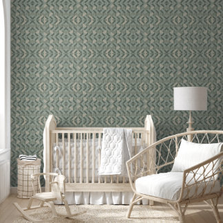 Salie groen en beige vergrendelde geometrische behang
