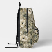 Salie Groen en Cream Bloemen Bedrukte Rugzak (Links)