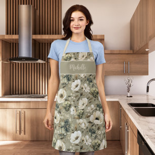 Salie Groen en Cream Bloemen Schort