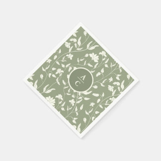 Salie Groen en Cream Bloemen Servet