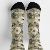 Salie Groen en Cream Bloemen Sokken (Top)