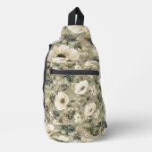 Salie groen en crème bloem  sling bag (Voorkant)