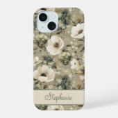 Salie groen en crème bloemstuk Persoonlijk iPhone 15 Case (Achterkant)